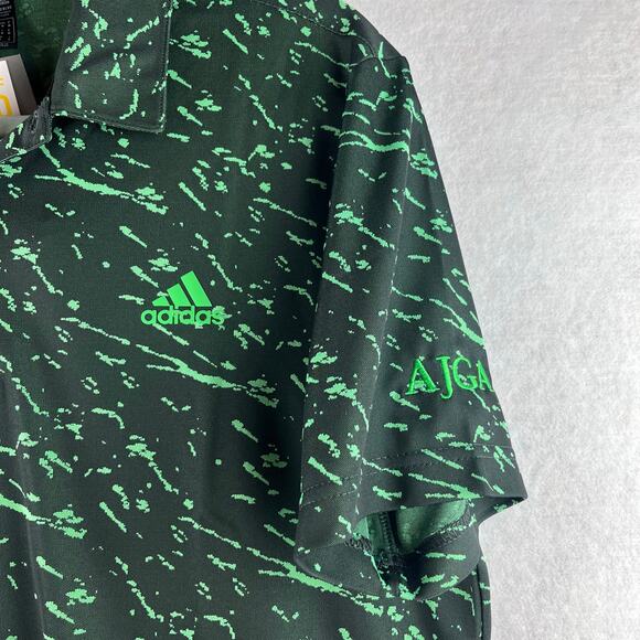 Adidas Mens M Polo Collared Shirt Sport PrimeBlue UPF 50 MSRP $75 Green Splatter - Picture 9 of 11
